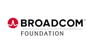 Broadcom Foundation logo in black text and red circle with wave cut out